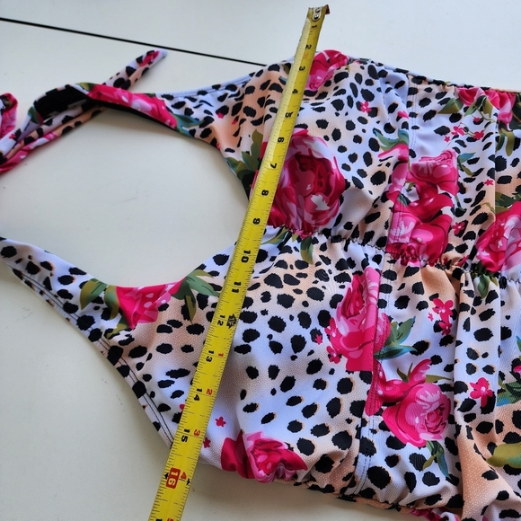 NWOT NOON SWIM Women's Ruched Halter 1 Piece Swimming Suit Leopard Floral Sz 18 - Picture 11 of 15